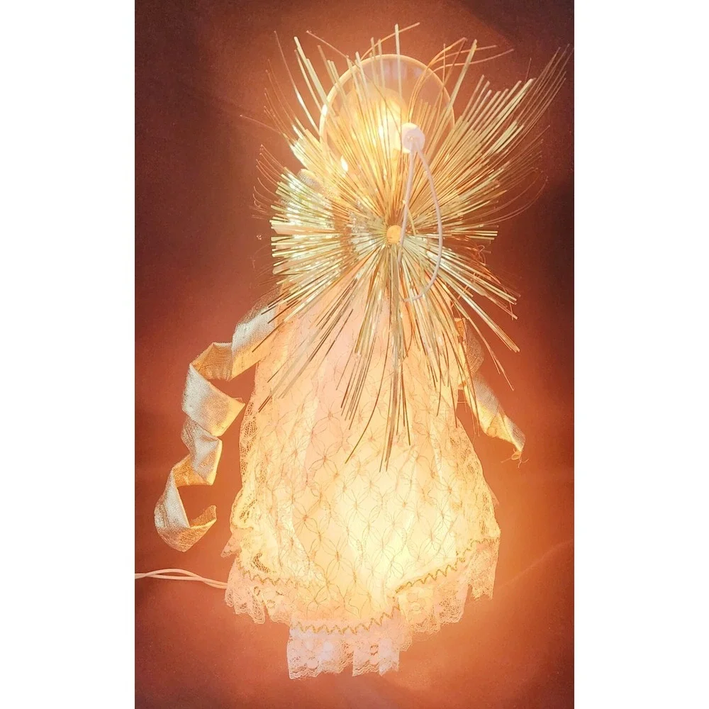 Vintage Angel Christmas‎ Tree Topper Porcelain Face 10 Lights